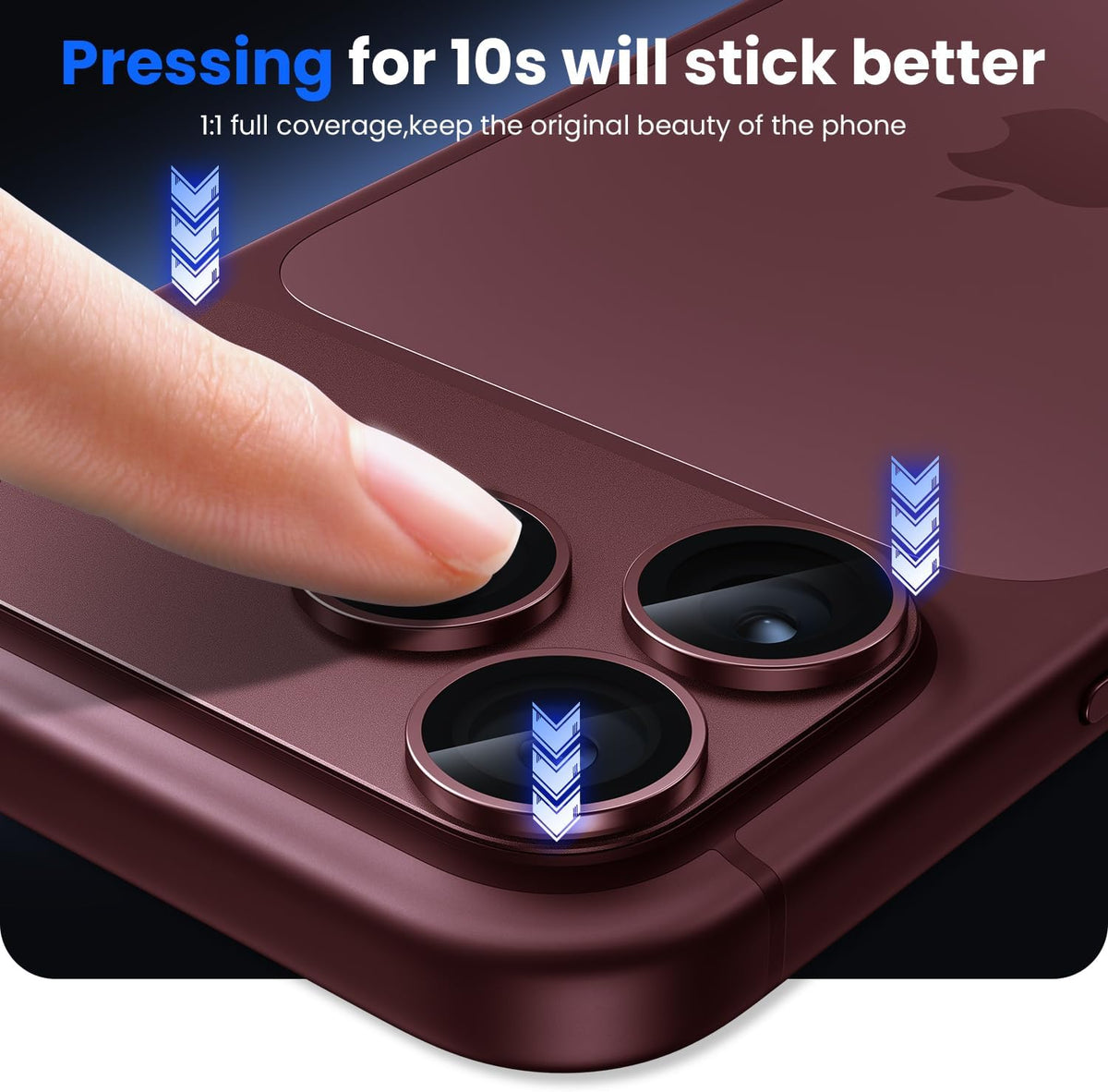 iPhone 18 Pro / 17 Pro Camera Lens Protector, Military Grade Aluminum Alloy & Tempered Glass (Burgundy)
