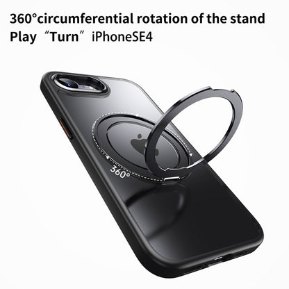 For iPhone 17e / 16e Magnetic MagSafe Shockproof Case Ring KickStand Cover (Black)
