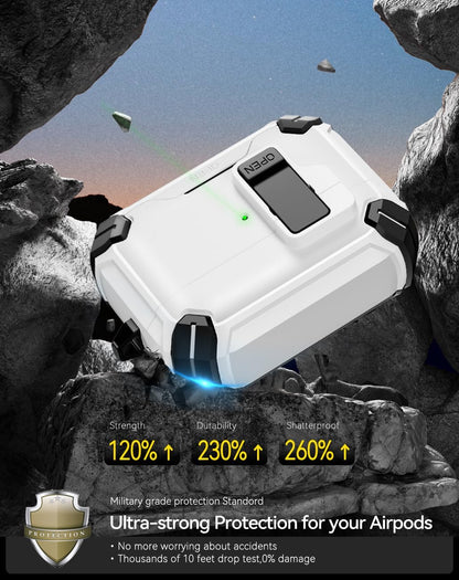 For Airpods Pro 3 (2025) Case with Lock Lid & Stand, Shockproof Protective Cover (White)