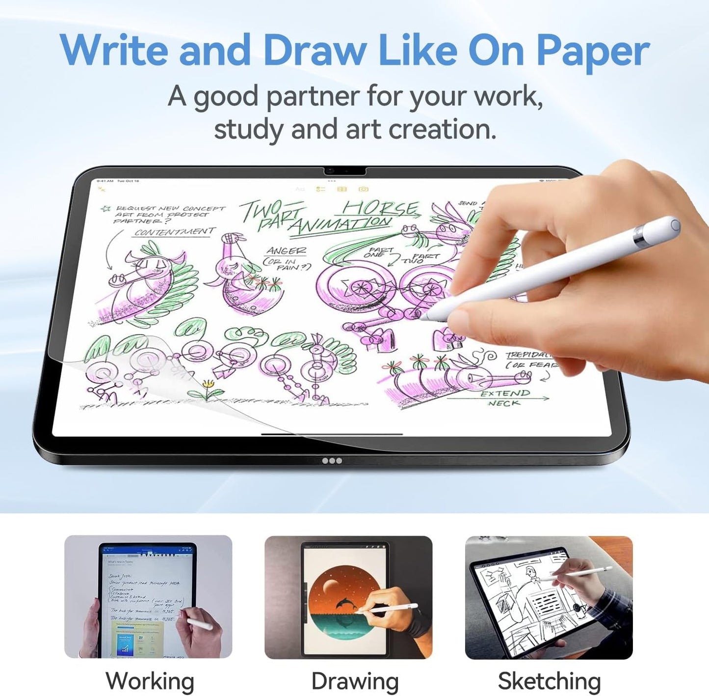 Paper Feel Screen Protector for iPad Air 13" M3/M2 (2025/2024) Anti-Glare Matte PET Film for Drawing & Writing