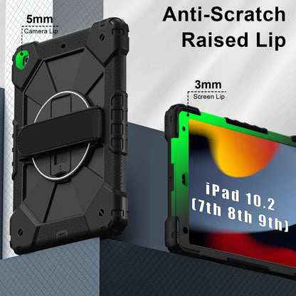 Rugged Stand Hard Case Shockproof Cover Strap For iPad 7/8/9 gen 10.2" (2019/2020/2021)