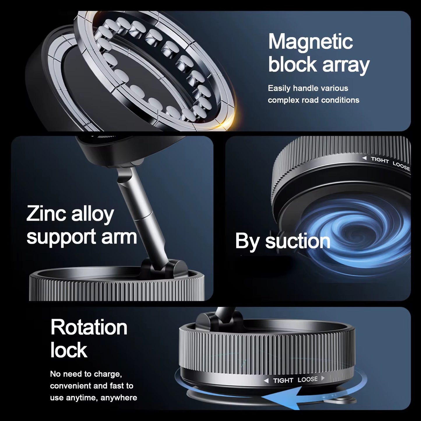Vacuum Magnetic Suction-Cup Car Phone Holder Mount Foldable Stand