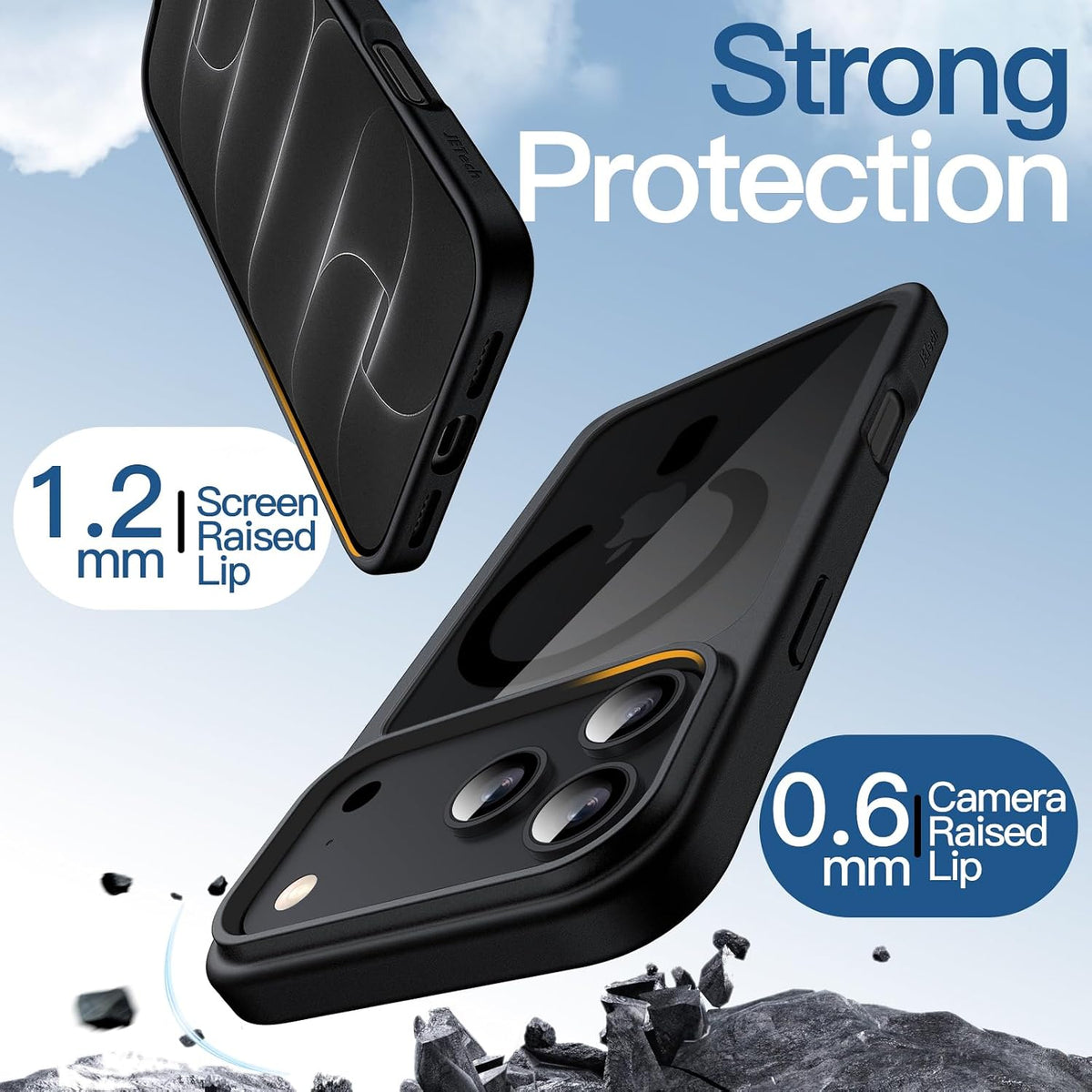 For Apple iPhone 18 Pro Max / 17 Pro Max (6.9") - Black Crystal Case Compatible with MagSafe