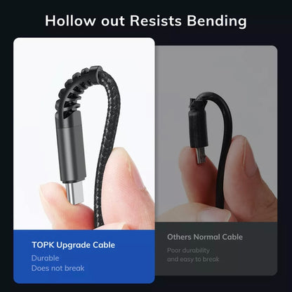TOPK3-IN-1 3A Fast Charge USB to 8-Pin Micro USB Type C For iPhone iPad Braided