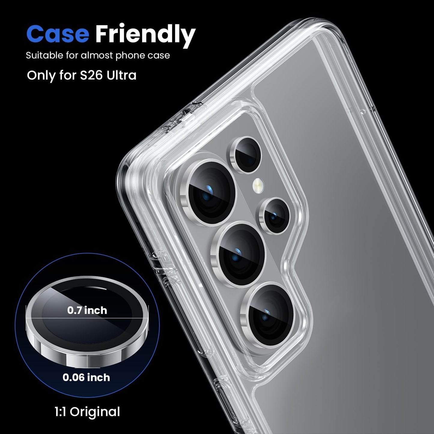 For Samsung Galaxy S26 Ultra Metal Camera Lens Glass Individual Eagle Protector Cover (Silver)