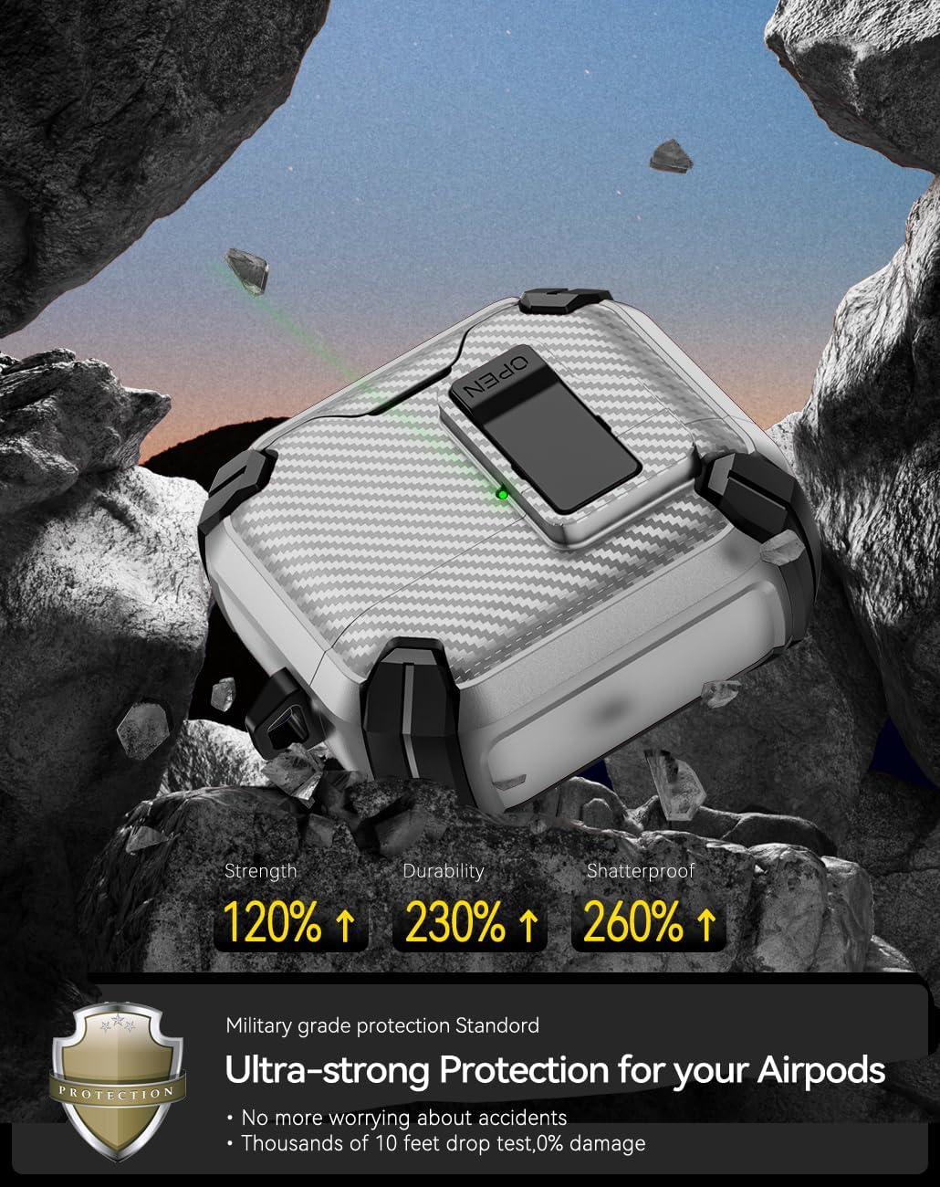 For Airpods Pro 3 (2025) Case with Lock Lid & Stand, Shockproof Protective Cover (Grey)