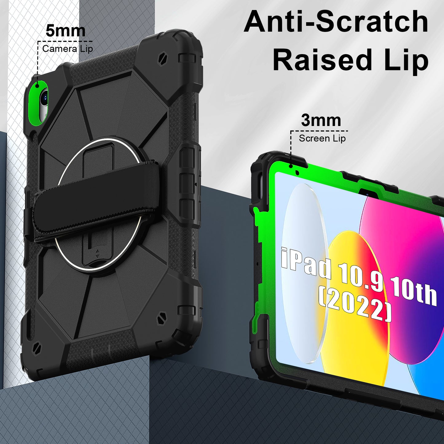 Rugged Stand Hard Case Shockproof Cover Strap iPad 10th gen 10.9" (2022) / 11th gen A16 (2025)