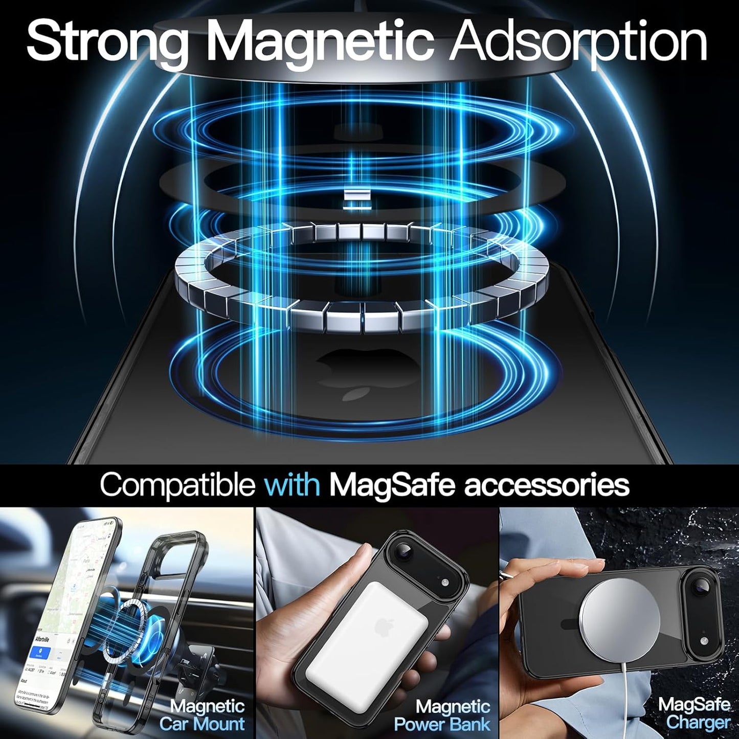 For Apple iPhone 17 Air (6.5") Black Crystal Case Compatible with MagSafe