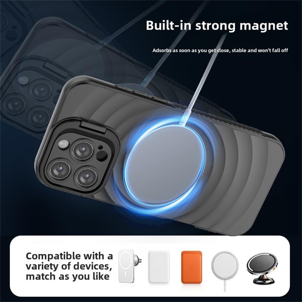 For Apple iPhone 16 Pro Max Magnetic Magsafe Case Back Camera Holder Cover - Black