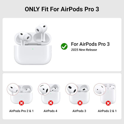 For Airpods Pro 3 (2025) Case with Lock Lid & Stand, Shockproof Protective Cover (White)