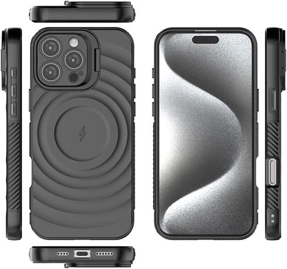 For Apple iPhone 16 Pro Max Magnetic Magsafe Case Back Camera Holder Cover - Black