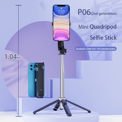 Flexible Phone Quadripod Holder Stand Selfie Stick Bluetooth Remote For iPhone