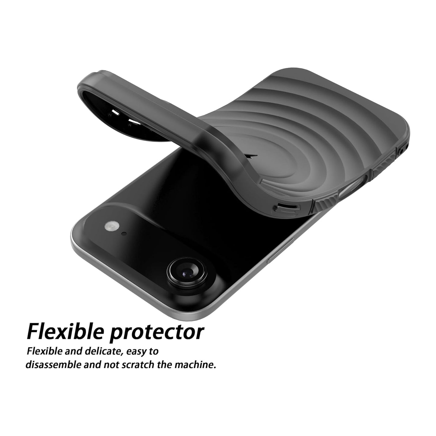 For Apple iPhone 17 Air Magnetic Magsafe Case Back Camera Holder Ripple Cover (Black)