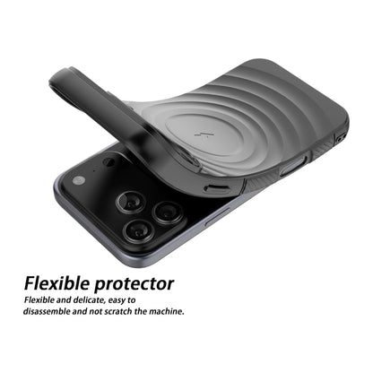 For Apple iPhone 17 Pro Max Magnetic Magsafe Case Back Camera Holder Ripple Cover (Black)