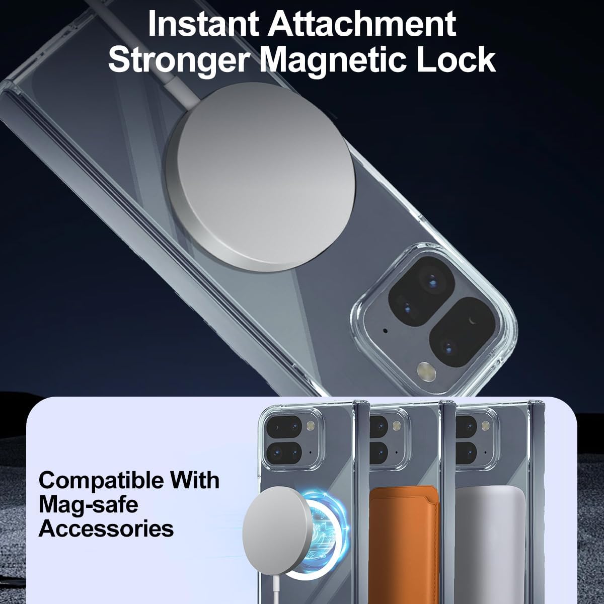 Magnetic Clear Case for Google Pixel 10 Pro Fold MagSafe Compatible Anti-Scratch Transparent Protective Cover