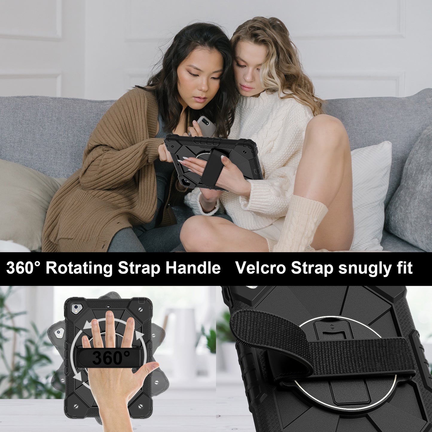 Rugged Stand Hard Case Shockproof Cover Strap For iPad 5th (2017) / 6th (2018)