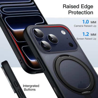 For iPhone 17 Pro Max (6.9") Magnetic MagSafe Shockproof Case Ring Stand Black Cover