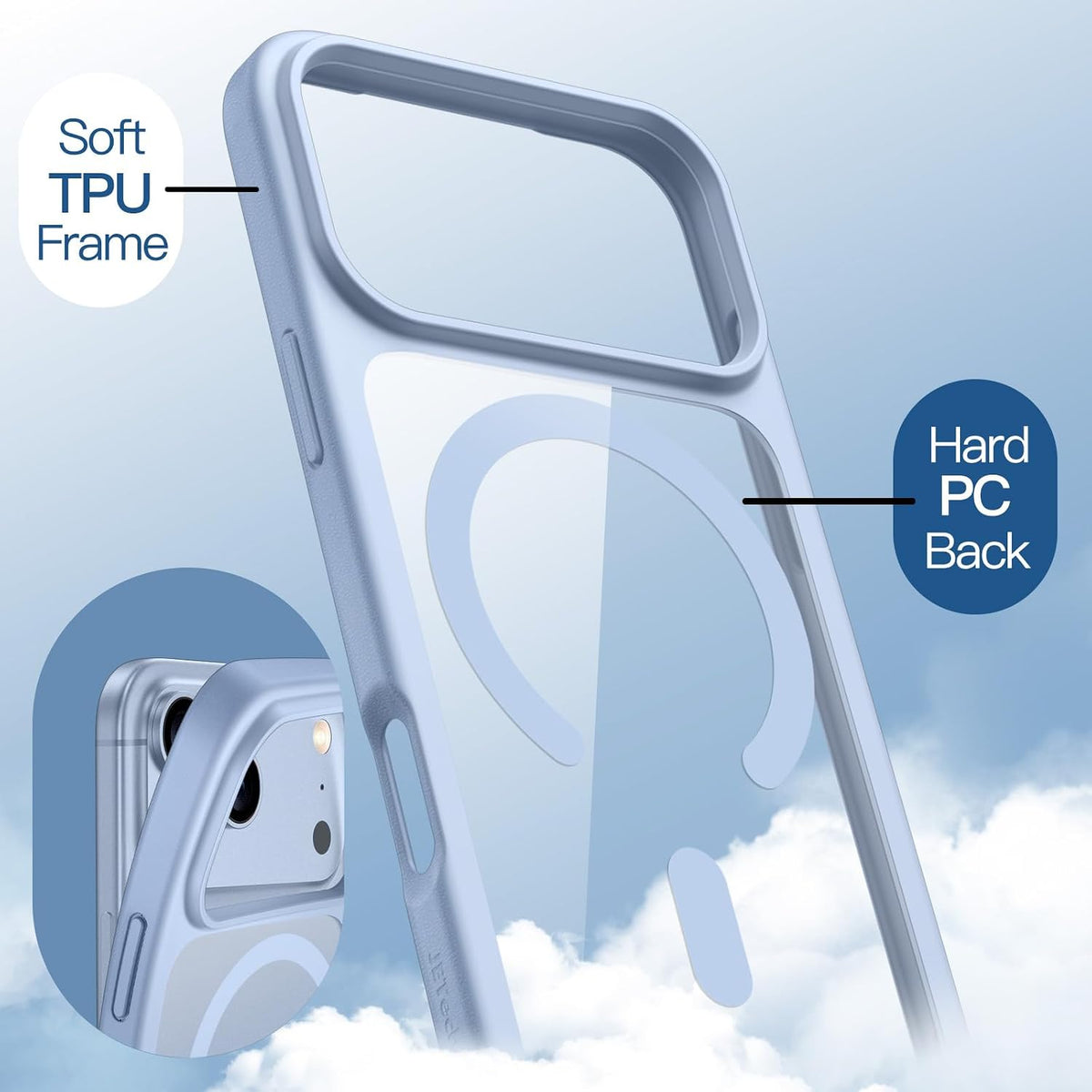 For Apple iPhone 18 Pro Max 6.9-inch Crystal Clear Case Compatible with MagSafe (Glacier)