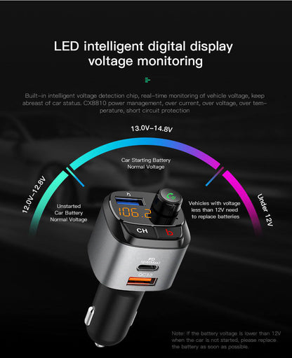 FM Transmitter Wireless Bluetooth MP3 Player QC3.0 PD18W USB Car Charger