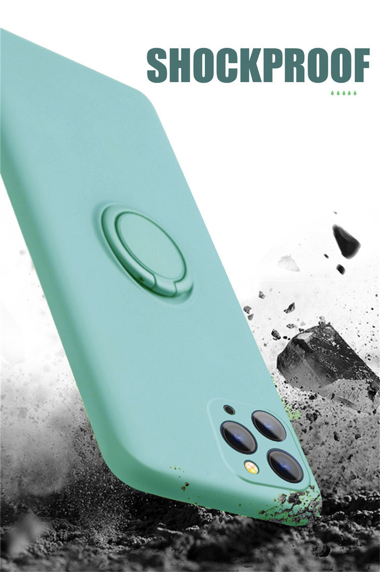 Ring Stand Case Shockproof Magnet Silicone Cover For iPhone