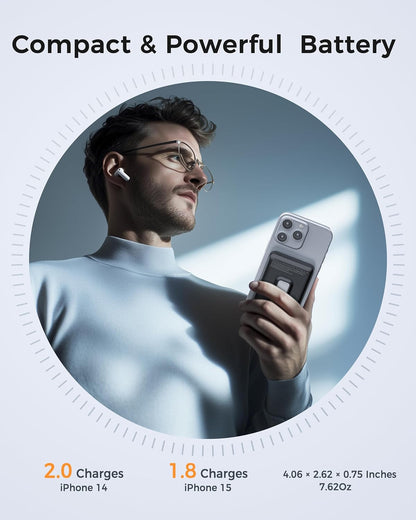 TESSAN Qi2 Certified | 10,000mAh PD 15W Fast Charging | Magnetic Wireless Power Bank Kickstand
