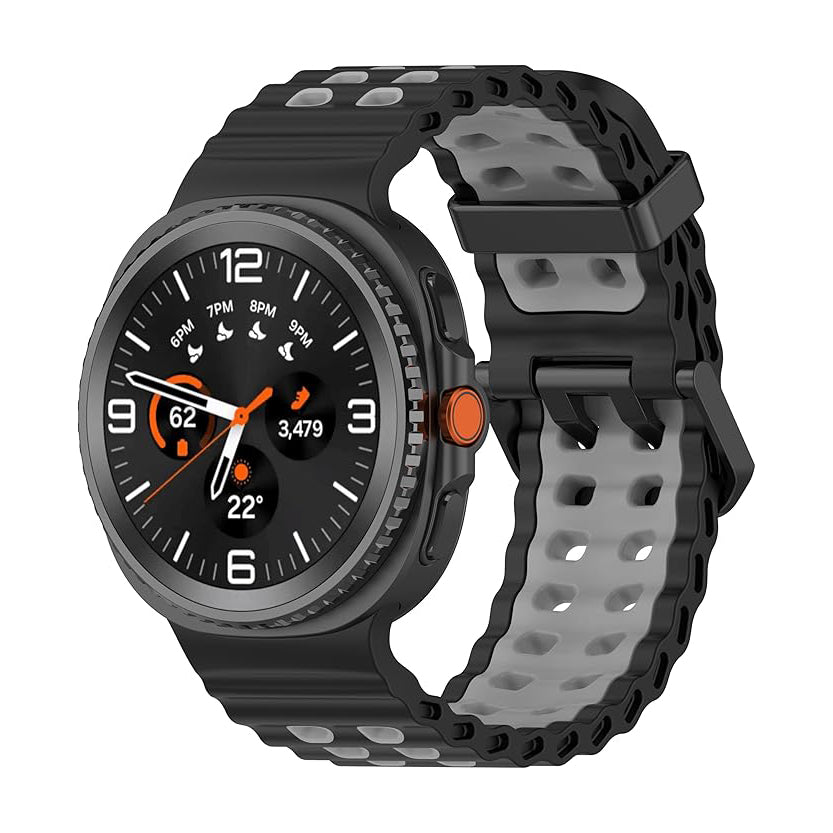 Rugged Breathable Sport Band Soft Silicone Waterproof For Samsung Galaxy Watch Ultra 47mm - Black