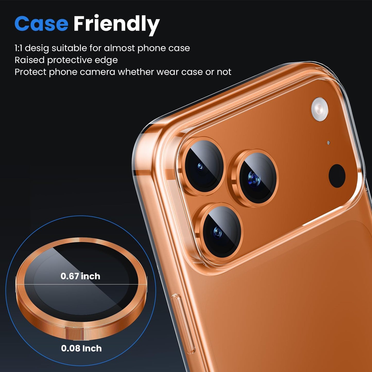 Metal Camera Lens Glass Individual Eagle Protector Cover - For Apple iPhone 17 Pro / 17 Pro Max (3pcs)