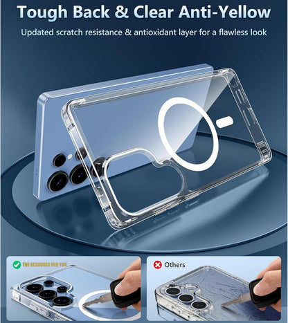 For Samsung Galaxy S25 Ultra Case, Clear Magnetic, Hard Back Protective Cover, Compatible with MagSafe Accessories