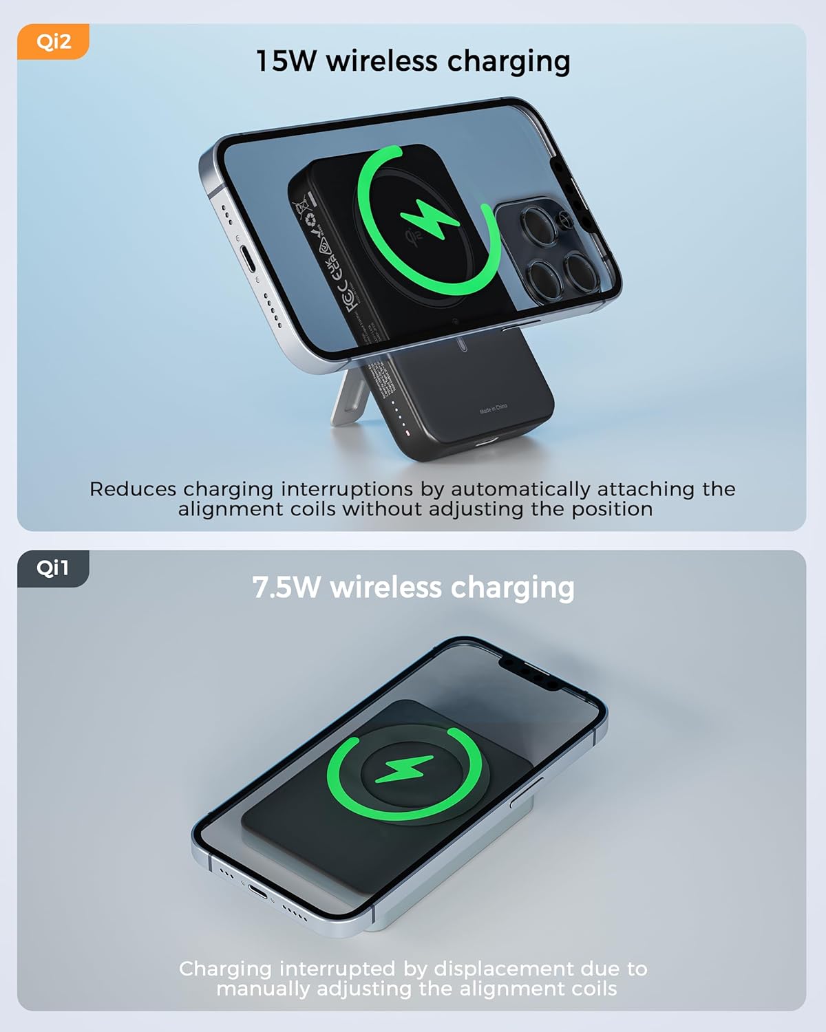TESSAN Qi2 Certified | 10,000mAh PD 15W Fast Charging | Magnetic Wireless Power Bank Kickstand