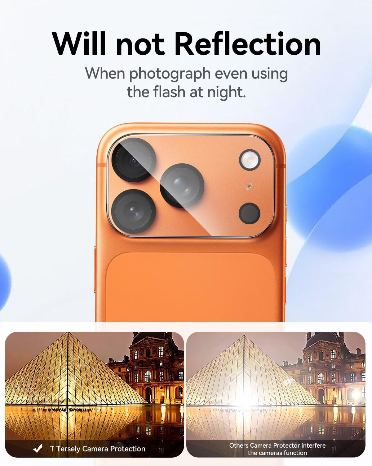 iPhone 17 Pro Max 6.9" Camera Lens Protector, 9H Tempered Glass, HD Clear, Anti-Scratch, Case Friendly