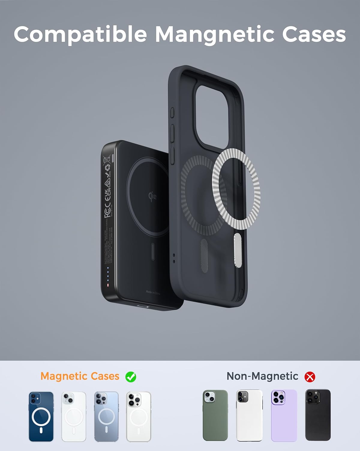 TESSAN Qi2 Certified | 10,000mAh PD 15W Fast Charging | Magnetic Wireless Power Bank Kickstand