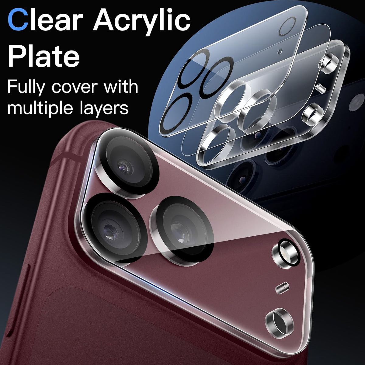 iPhone 18 Pro Max / 17 Pro Max (6.9") Camera Lens Protector, 9H Tempered Glass, HD Clear, Anti-Scratch, Case Friendly