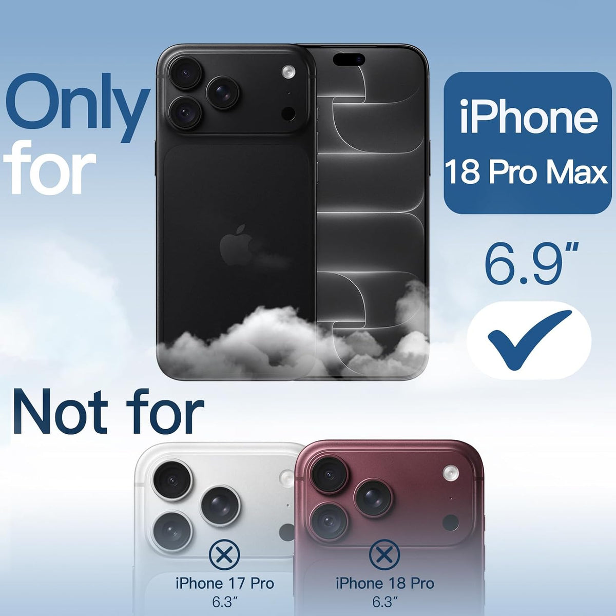 For Apple iPhone 18 Pro Max / 17 Pro Max (6.9") - Black Crystal Case Compatible with MagSafe