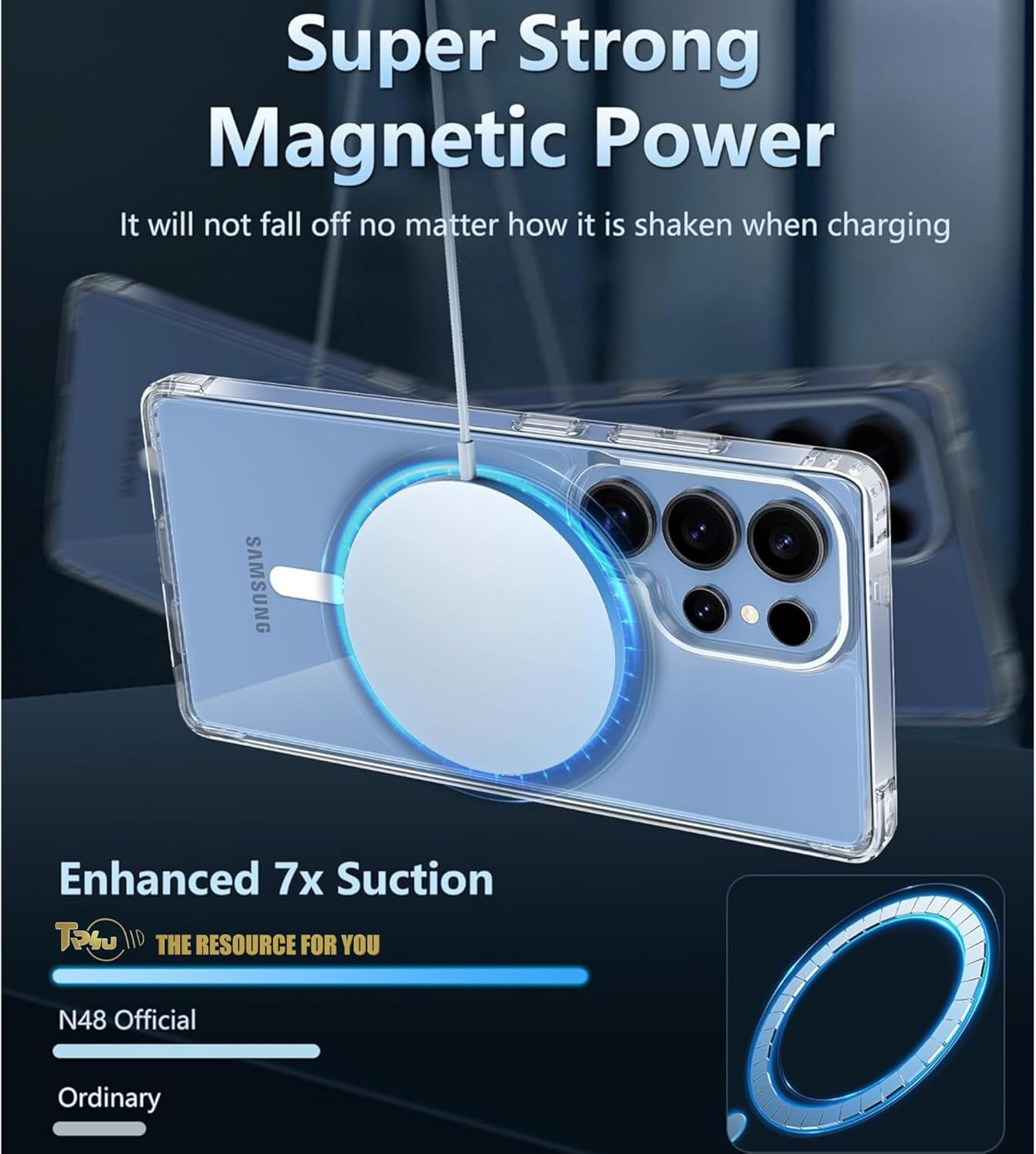 For Samsung Galaxy S25 Ultra Case, Clear Magnetic, Hard Back Protective Cover, Compatible with MagSafe Accessories