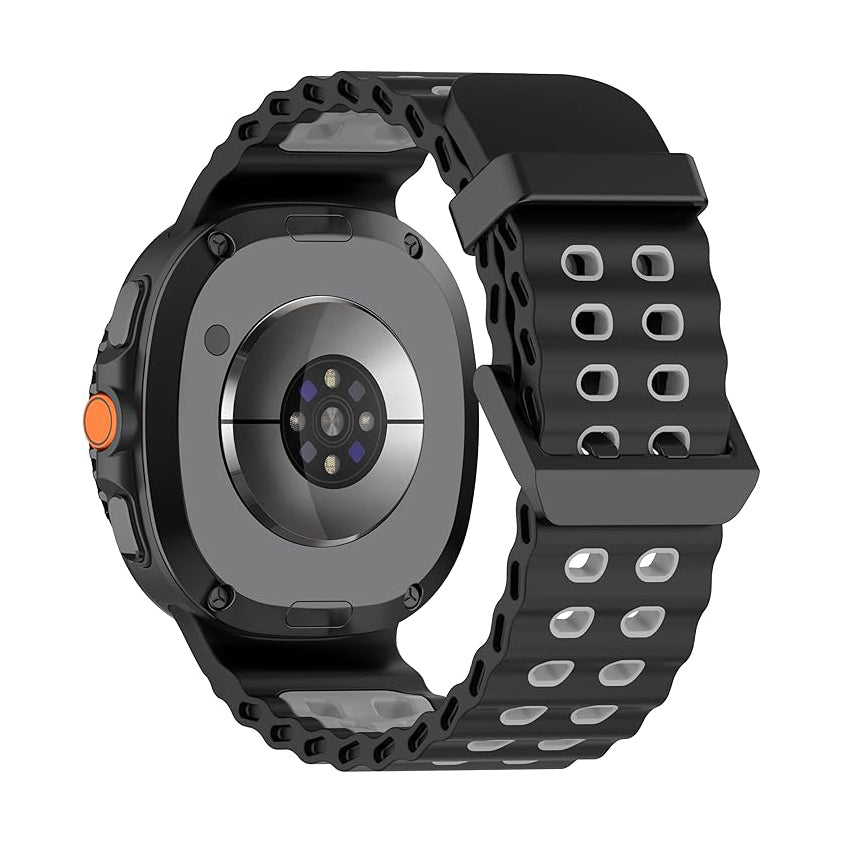 Rugged Breathable Sport Band Soft Silicone Waterproof For Samsung Galaxy Watch Ultra 47mm - Black