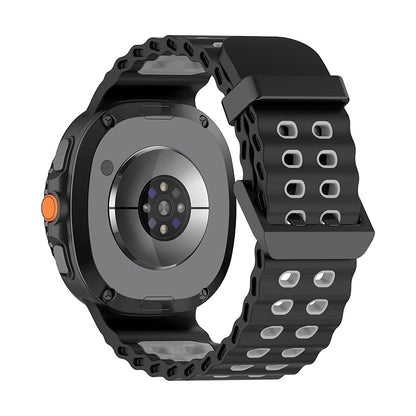 Rugged Breathable Sport Band Soft Silicone Waterproof For Samsung Galaxy Watch Ultra 47mm - Black
