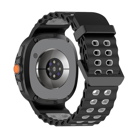 Rugged Breathable Sport Band Soft Silicone Waterproof For Samsung Galaxy Watch Ultra 47mm - Black
