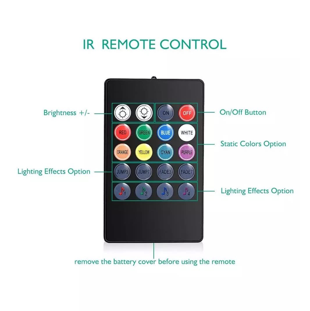 LED Car Interior Footwell 8 Colours RGB Car Atmosphere Lamp Decor Strip Light