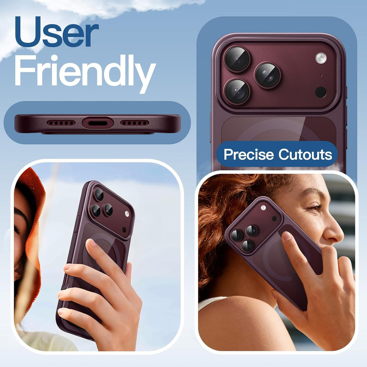 For Apple iPhone 18 Pro 6.3-inch Crystal Clear Case Compatible with MagSafe (Burgundy)
