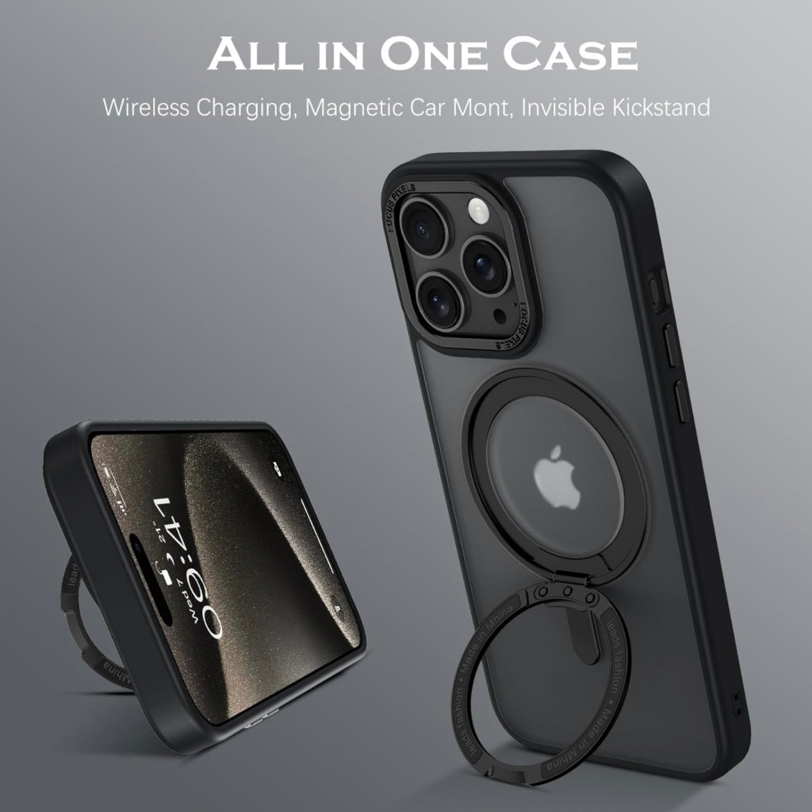 For iPhone 16 15 14 Pro Max Plus Magnetic MagSafe Phone Shockproof Case Ring Stand Cover