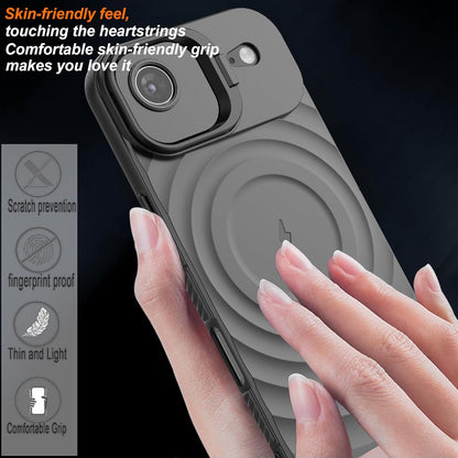 For Apple iPhone 17 Air Magnetic Magsafe Case Back Camera Holder Ripple Cover (Black)