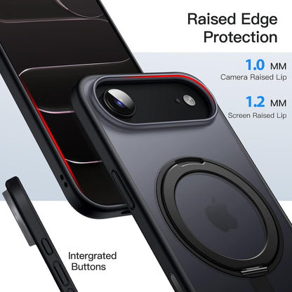 For iPhone 17 Air (6.5") Magnetic MagSafe Shockproof Case Ring Stand Black Cover