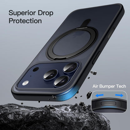 For iPhone 17 Pro (6.3") Magnetic MagSafe Shockproof Case Ring Stand Black Cover