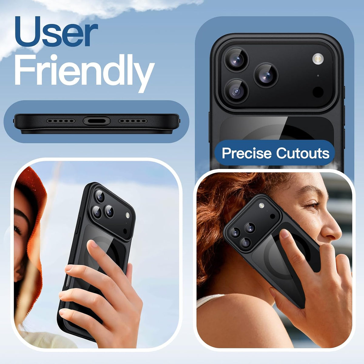 For Apple iPhone 18 Pro Max / 17 Pro Max (6.9") - Black Crystal Case Compatible with MagSafe