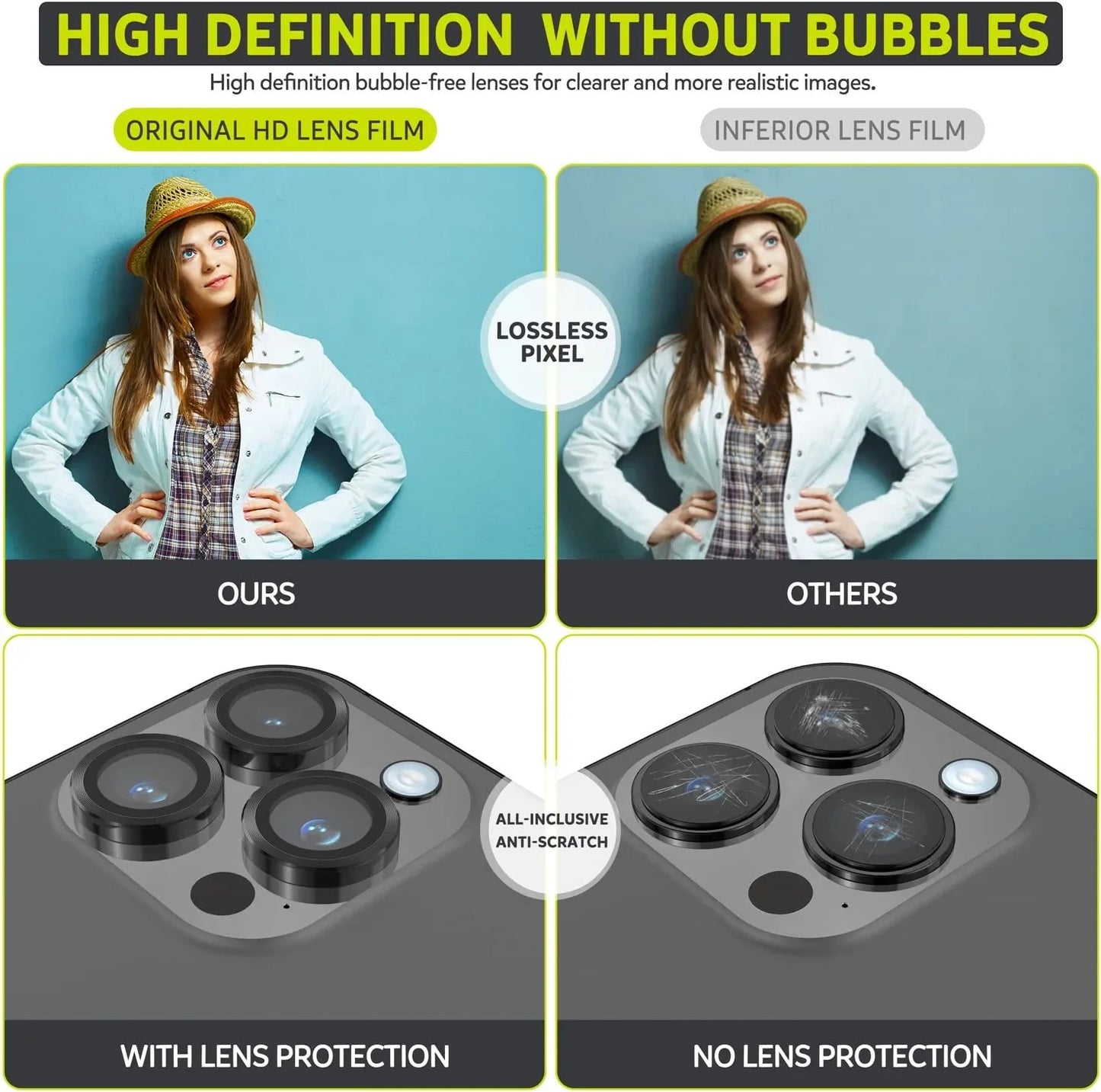 For iPhone Metal Camera Lens Glass Individual Eagle Protector Cover