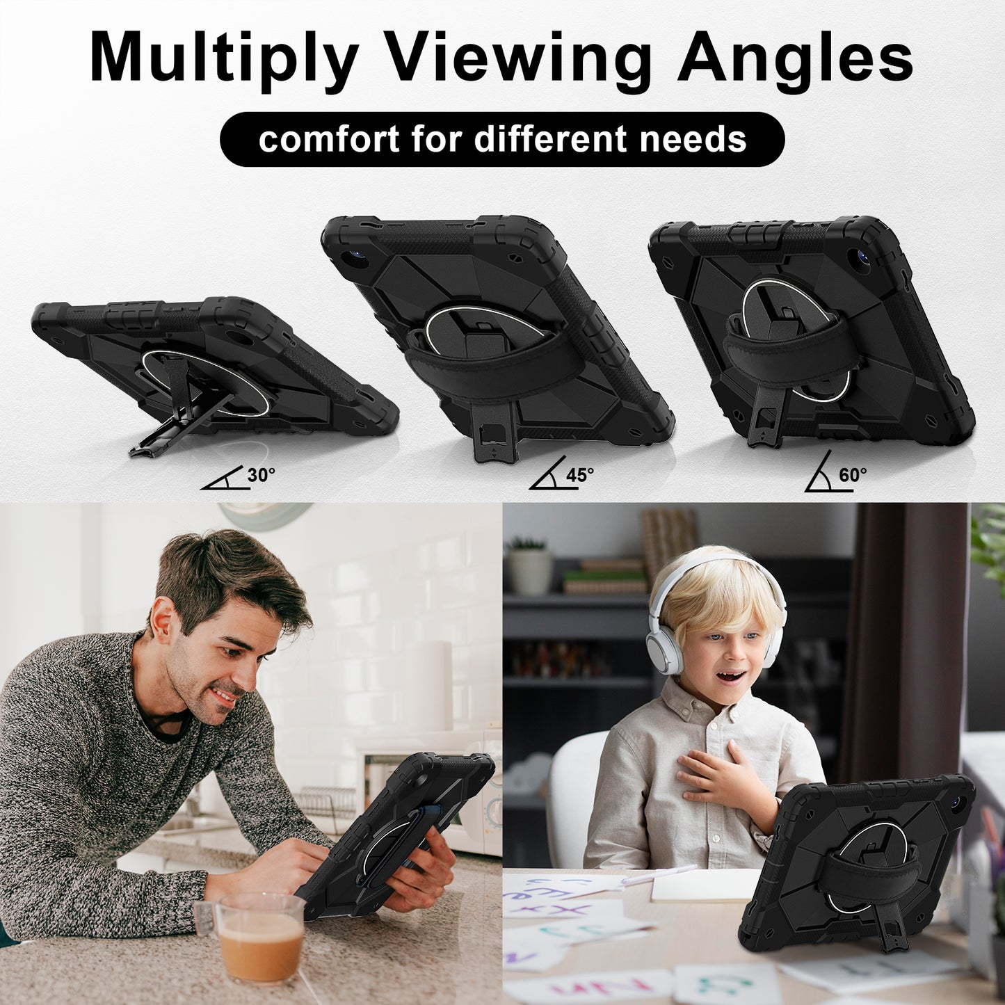 Rugged Stand Hard Case Shockproof Cover Strap For Samsung Tab A9 Plus