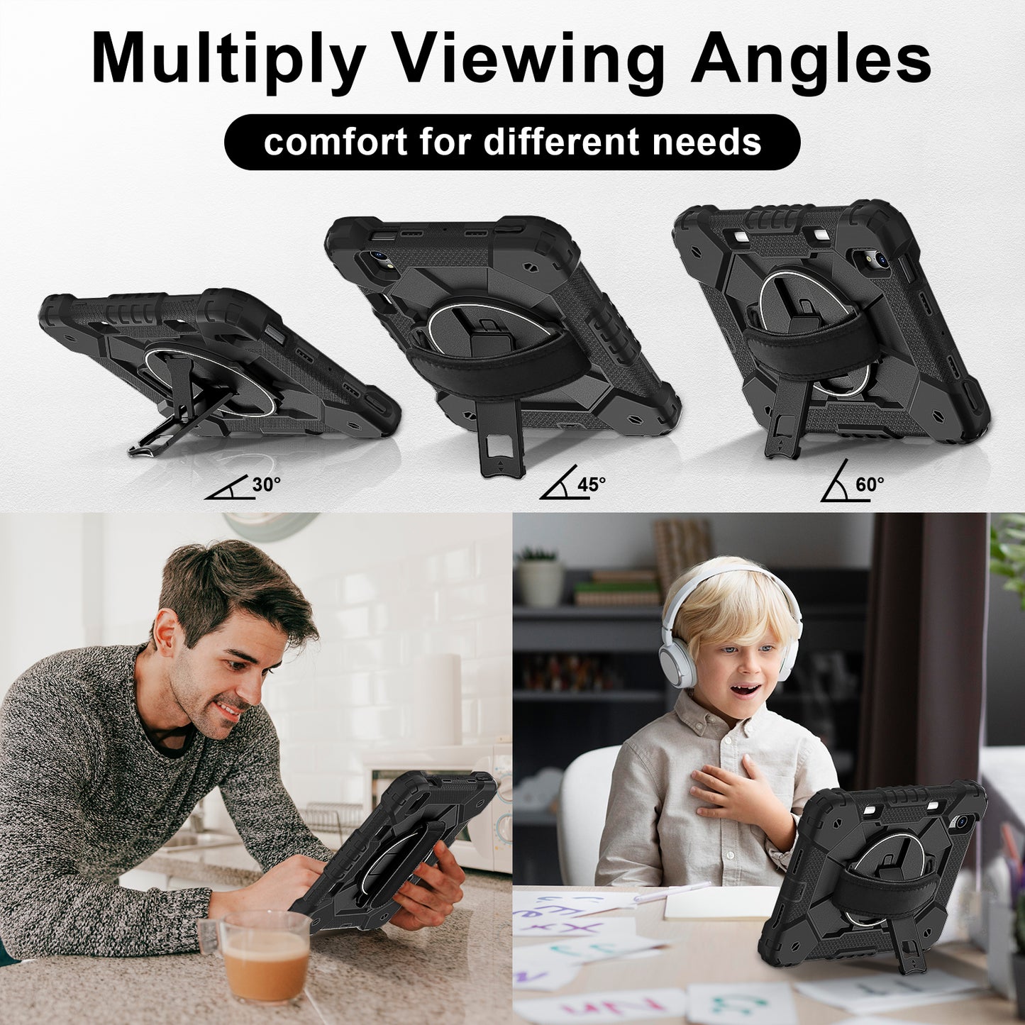 Rugged Stand Hard Case Shockproof Cover Strap For iPad mini 6 (2021) / mini 7 (2024)