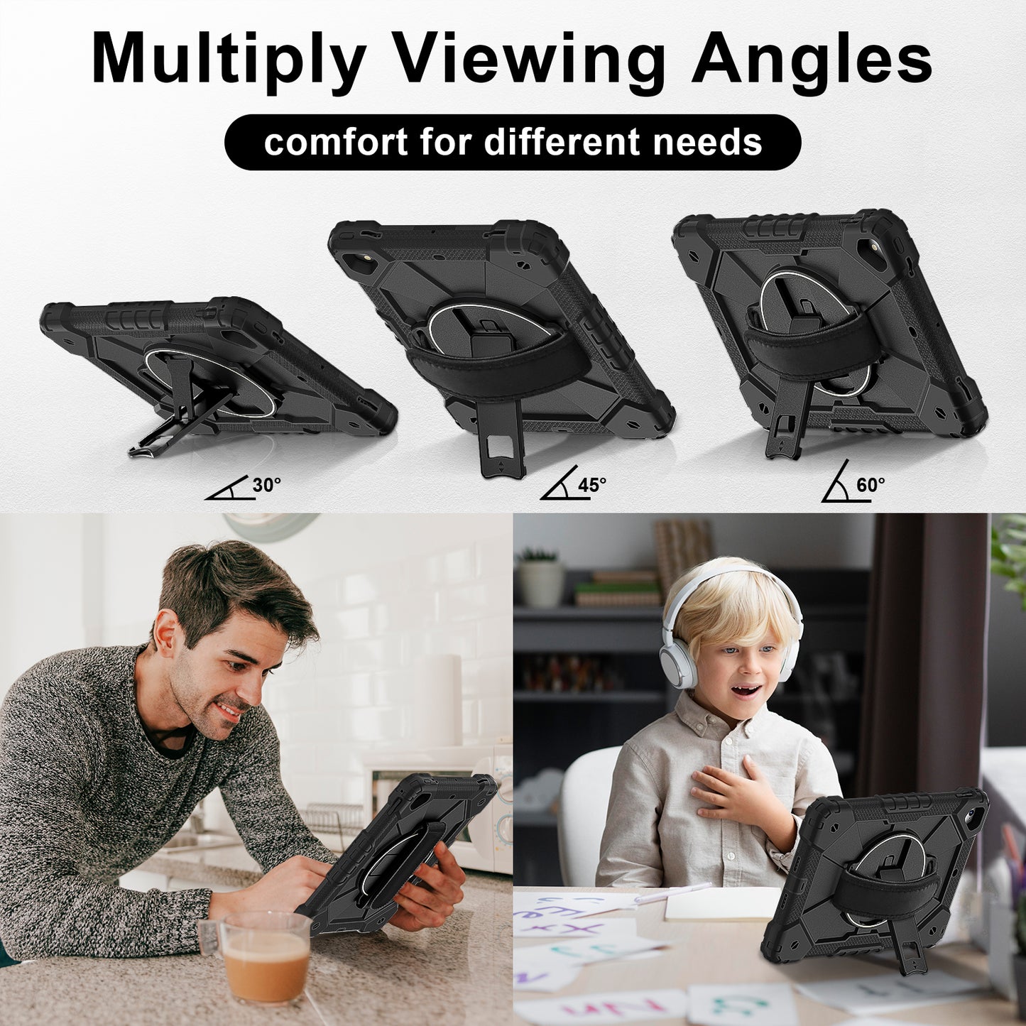 Rugged Stand Hard Case Shockproof Cover Strap For iPad 5th (2017) / 6th (2018)