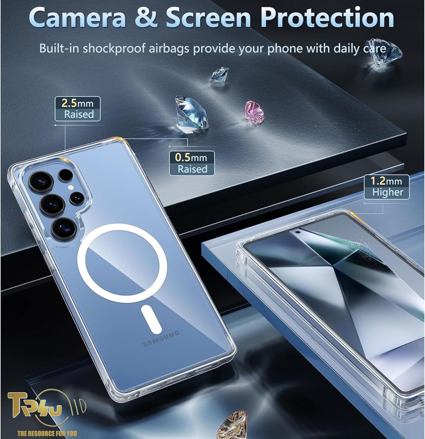 For Samsung Galaxy S25 Ultra Case, Clear Magnetic, Hard Back Protective Cover, Compatible with MagSafe Accessories
