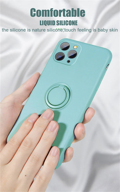 Ring Stand Case Shockproof Magnet Silicone Cover For iPhone